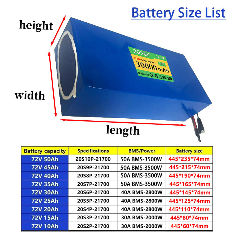72V 50Ah 45Ah 20Ah 25Ah 30Ah 3 - 60V 30Ah Electric Scooter Battery review and price